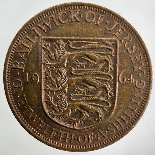 1964 Jersey 1/12 One Twelfth Of A Shilling Coin | Fine Collectable Grade