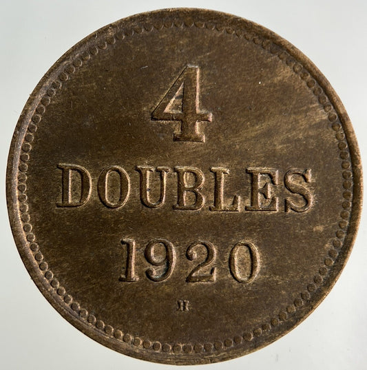 1920 Guernsey 4 Doubles Coin | Fine Collectable Grade