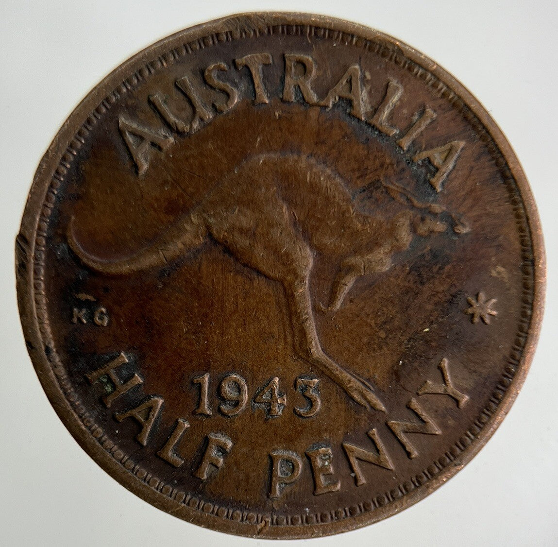 1943 Australia Half-Penny Coin | Fine Collectable Grade