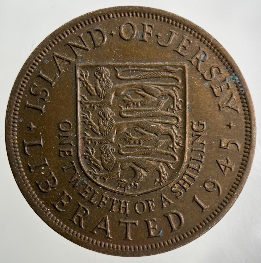 1945 Jersey 1/12 One Twelfth Of A Shilling Coin | Very High Grade
