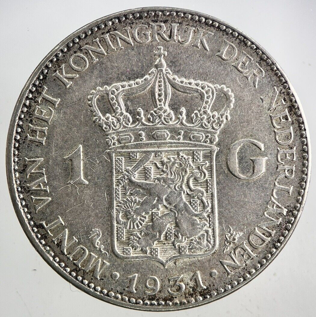 1931 Netherlands 1 Gulden Silver Coin | Very High Grade