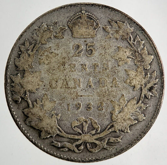 1932 Canada 25 Cents Silver Coin | Fair Grade