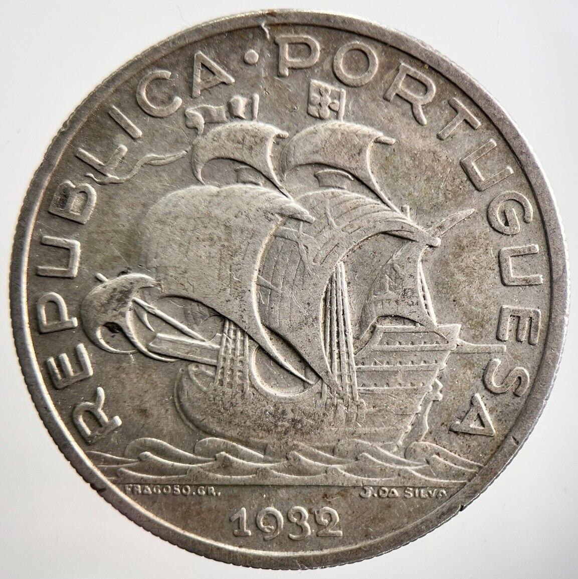 1932 Portugal 10 Escudos Silver Coin | Fine Collectable Grade | a3616