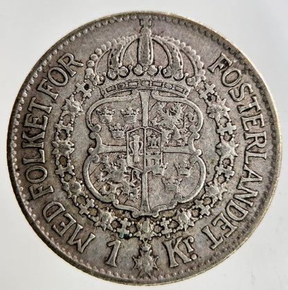 1932 Sweden 1 Krona Silver Coin | Fine Collectable Grade