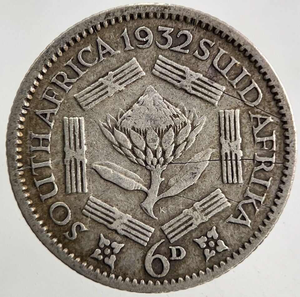 1932 South Africa Sixpence Silver Coin | Fine Collectable Grade