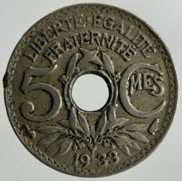 1933 France 5 Centimes Coin | Fine Collectable Grade