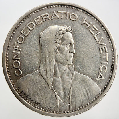 1932-B Switzerland 5 Five Francs | Swiss Silver Coin | Collectable Grade | a678