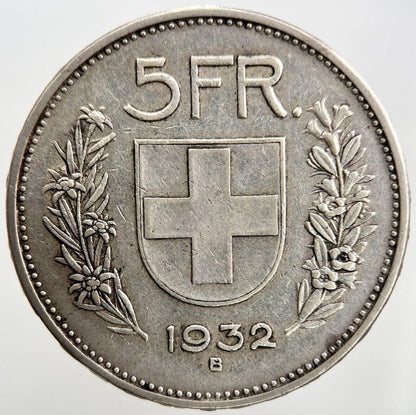1932-B Switzerland 5 Five Francs | Swiss Silver Coin | Collectable Grade | a678