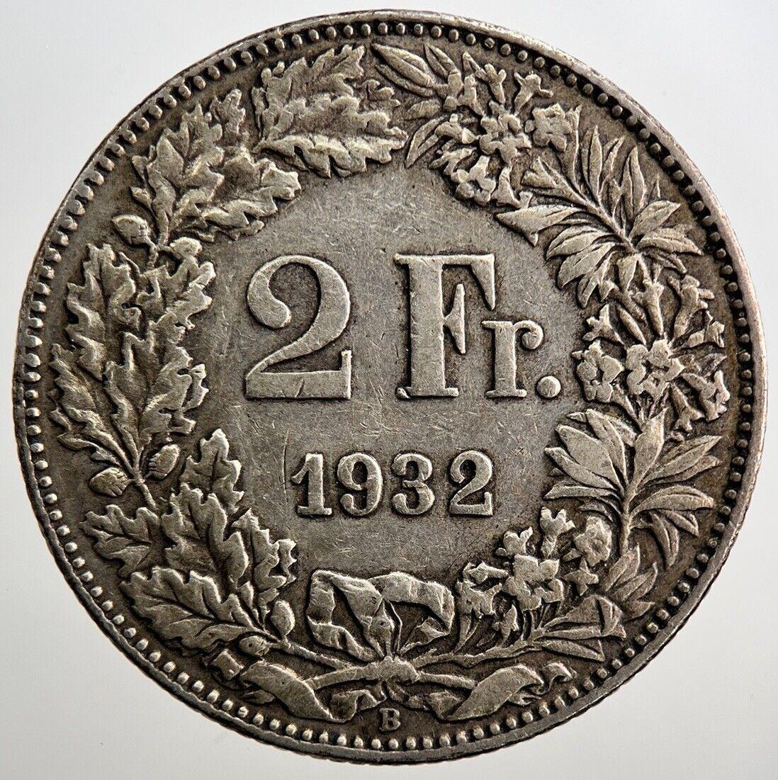 1932-B Switzerland Swiss 2 Franc Silver Coin | Very High Grade | a3329