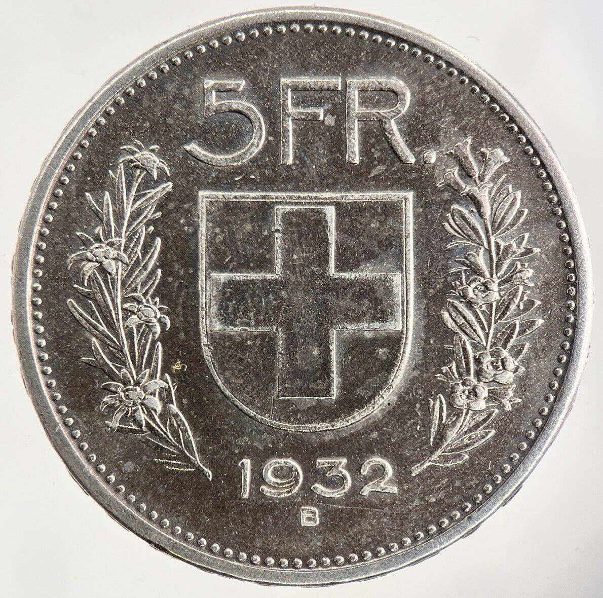 1932 Switzerland Swiss 5 Franc Silver Coin | Fine Collectable Grade
