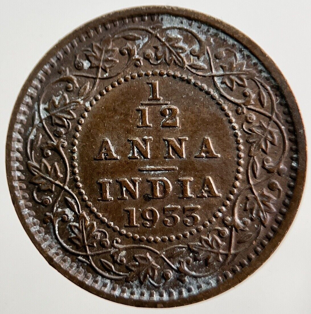 1933 India 1/12 Anna Coin | Very High Grade | a1434