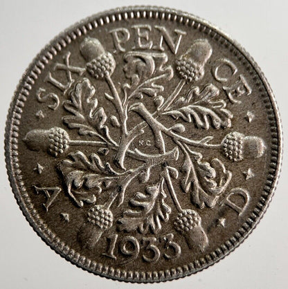 1933 George V Sixpence Silver Coin | Very High Grade | a8616