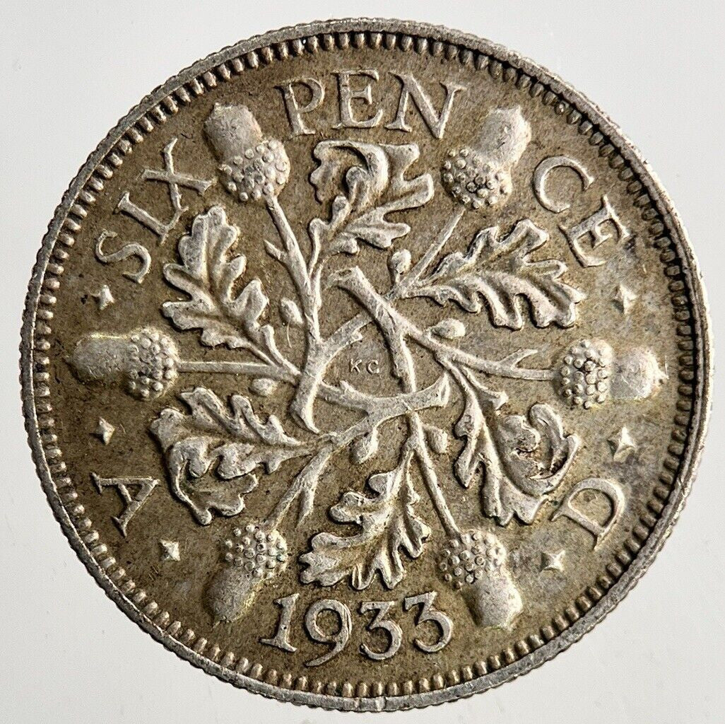 1933 George V Sixpence Silver Coin | Very High Grade