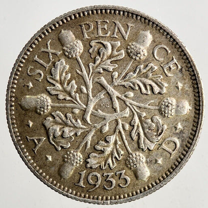 1933 George V Sixpence Silver Coin | Very High Grade