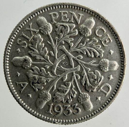 1933 George V Sixpence Silver Coin | Very High Grade