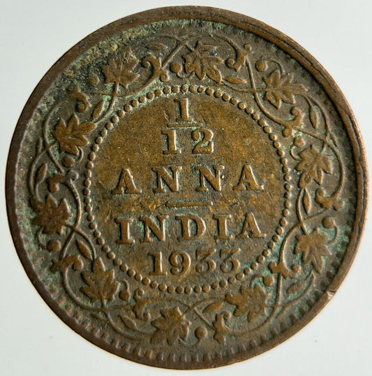 1933 India 1/12 Anna Coin | Collectable Grade