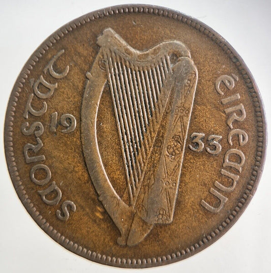 1933 Irish Penny Coin | Fine Collectable Grade | a4731