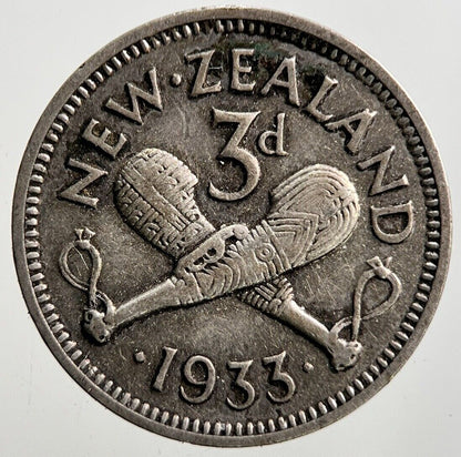 1933 New Zealand Threepence Silver Coin | Fine Collectable Grade | a3440