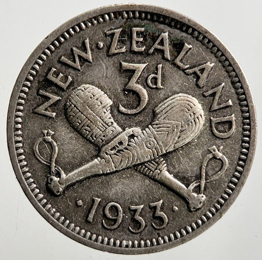 1933 New Zealand Threepence Silver Coin | Fine Collectable Grade | a3440