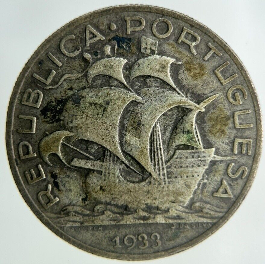 1933 Portugal 5 Escudos Silver Coin | Fine Collectable Grade