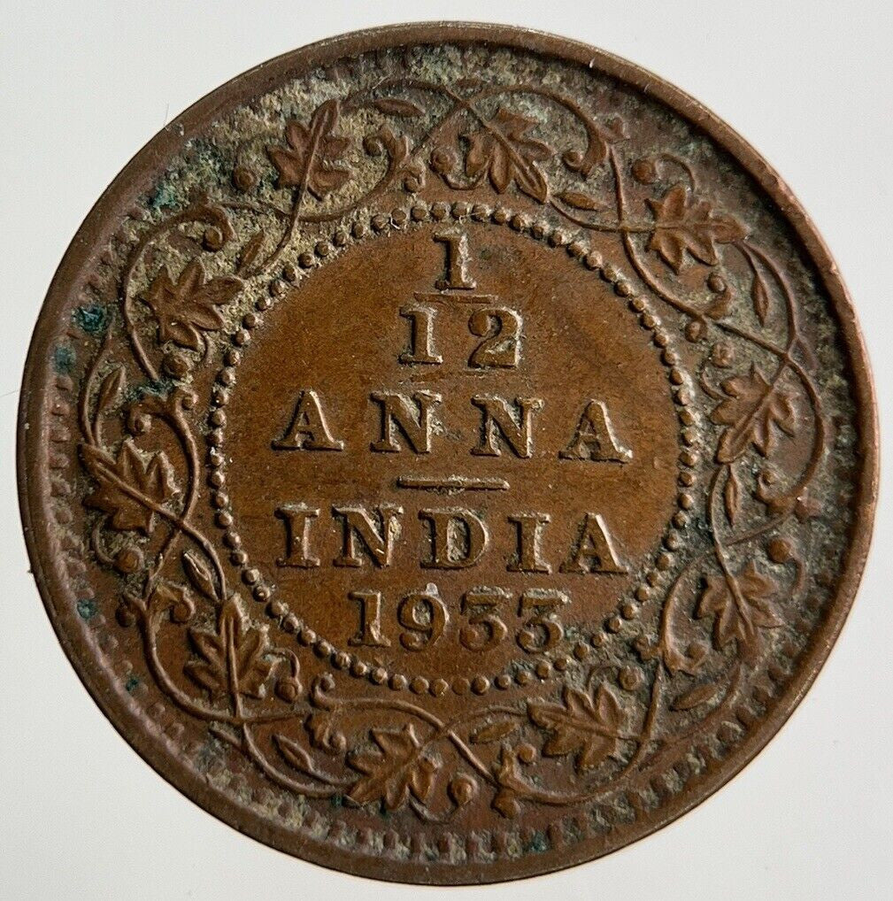 1933 India 1/12 Anna Coin | Fine Collectable Grade