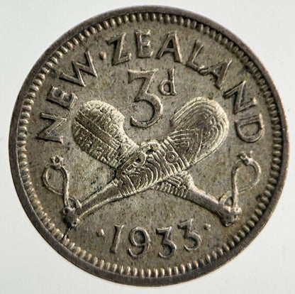 1933 New Zealand Threepence Silver Coin | Fine Collectable Grade