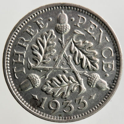 1933 George V Threepence Silver Coin | Very High Grade