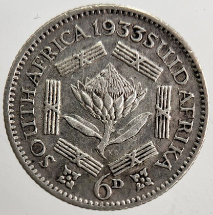 1933 South Africa Sixpence Coin | Fine Collectable Grade | a5461