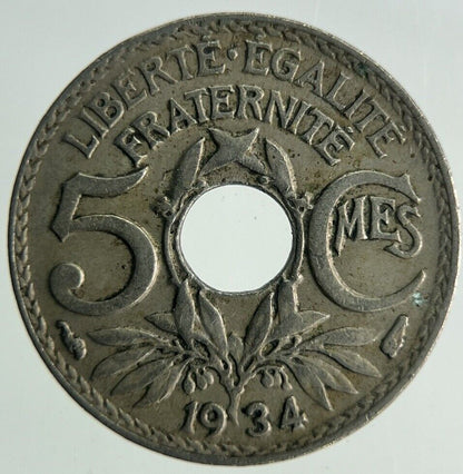 1934 France 5 Centimes Coin | Fine Collectable Grade