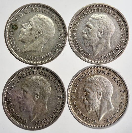 1933/34/35/36 George V Threepence Silver Coins | Very High Grade | a8733