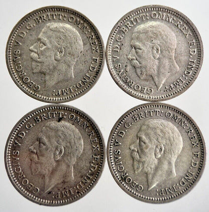 1933/34/35/36 George V Threepence Silver Coins | Very High Grade | a8735