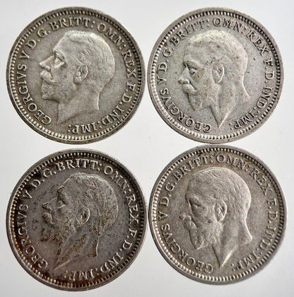 1933/34/35/36 George V Threepence Silver Coins | Very High Grade | a8731