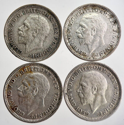 1933/34/35/36 George V Threepence Silver Coins | Very High Grade | a8732