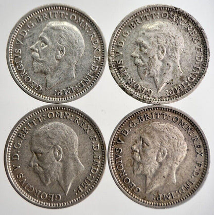1933/34/35/36 George V Threepence Silver Coins | Very High Grade | a8729