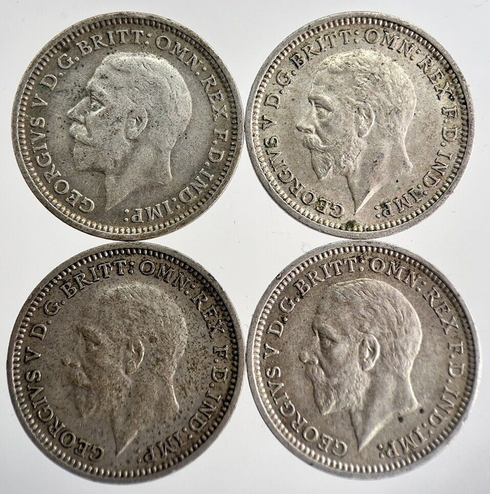 1933/34/35/36 George V Threepence Silver Coins | Very High Grade | a8745