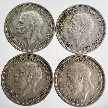 1933/34/35/36 George V Threepence Silver Coins | Very High Grade | a8746