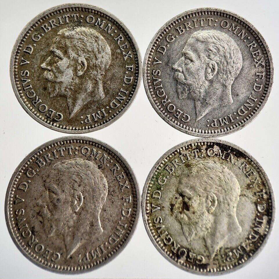 1933/34/35/36 George V Threepence Silver Coins | Very High Grade | a8748