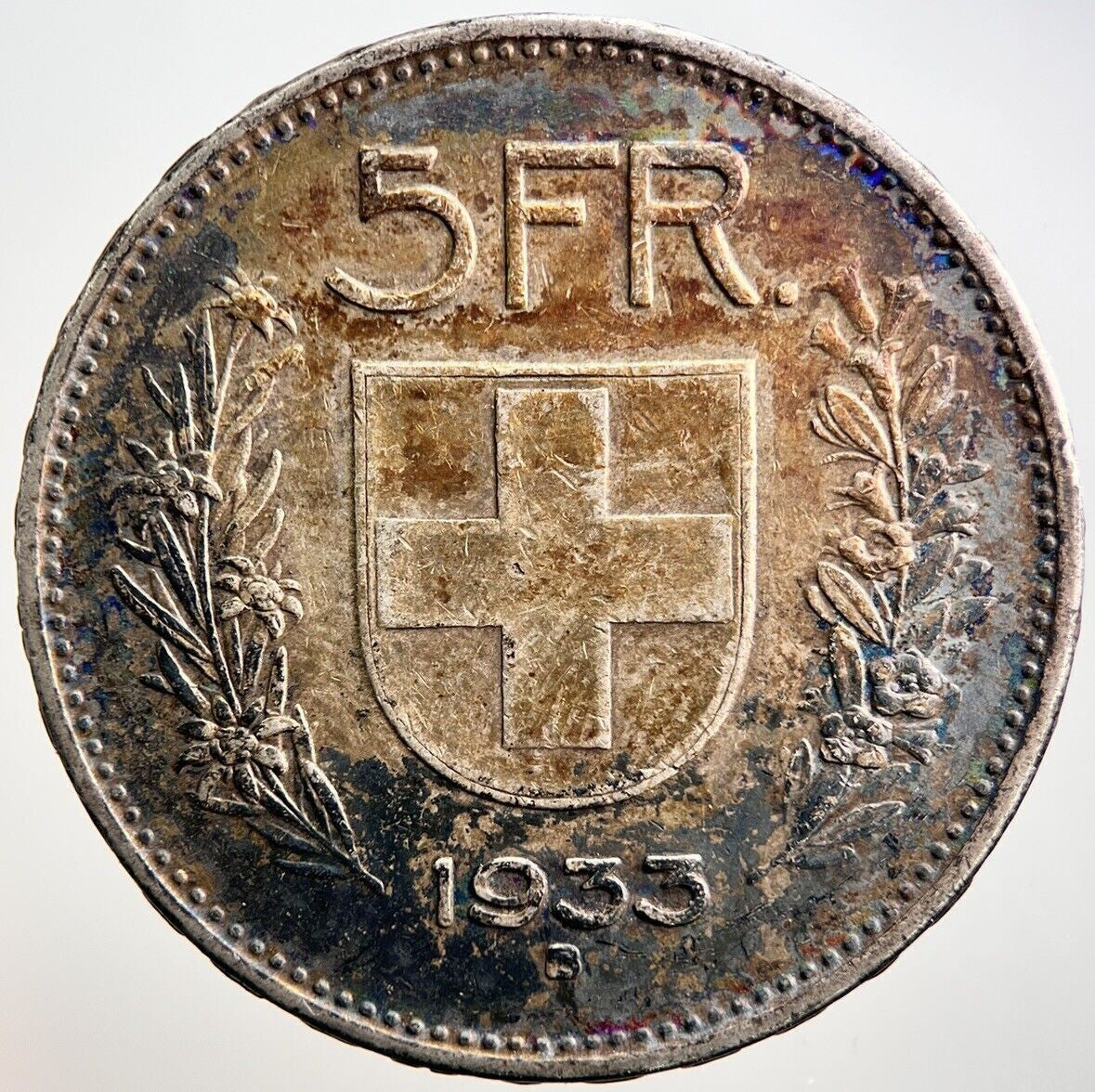 1933-B Swiss 5 Francs Silver Coin | Fine Collectable Grade | a3260
