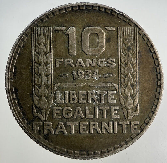 1934 France 10 Francs Silver Coin | Fine Collectable Grade