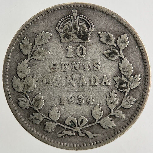1934 Canada 10 Cents Silver Coin | Collectable Grade