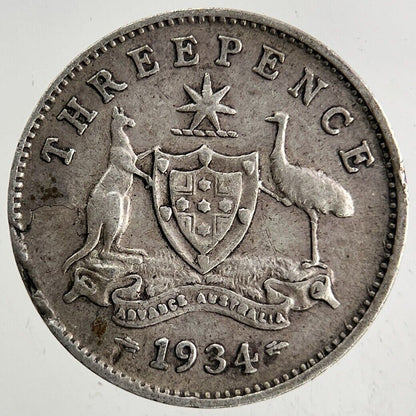 1934 Australia Silver Threepence Coin | Fine Collectable Grade
