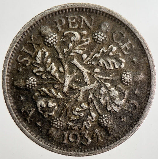 1934 George V Sixpence Silver Coin | Very High Grade | a8561