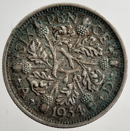 1934 George V Sixpence Silver Coin | Very High Grade | a8946