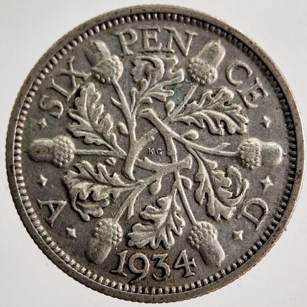 1934 George V Sixpence Silver Coin | Very High Grade | a8621
