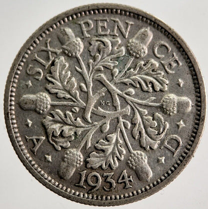 1934 George V Sixpence Silver Coin | Very High Grade | a8621