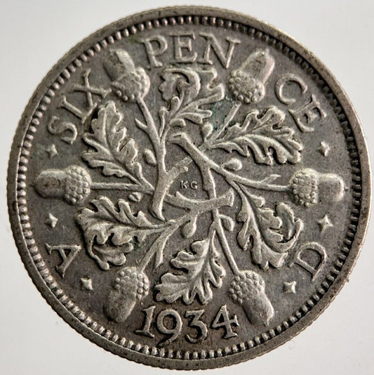 1934 George V Sixpence Silver Coin | Very High Grade | a8621