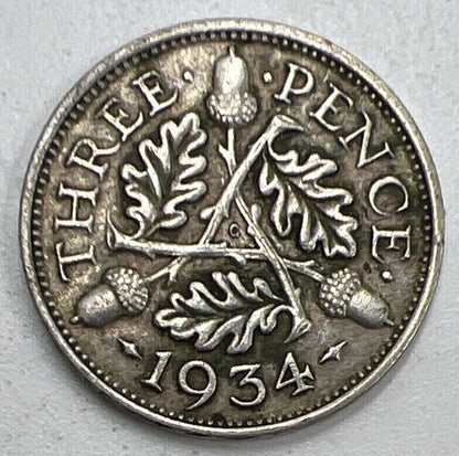 1934 George V Threepence | British Silver Coin | Fine Collectable Grade | a1024