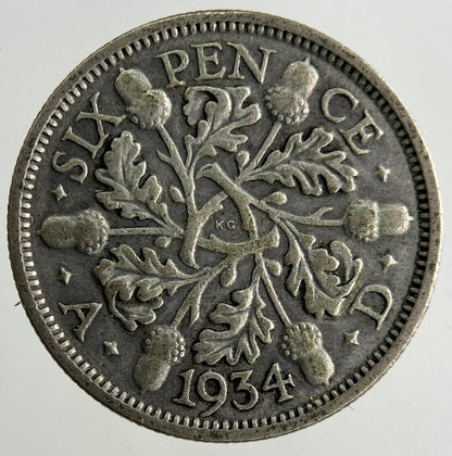 1934 George V Sixpence Silver Coin | Fine Collectable Grade