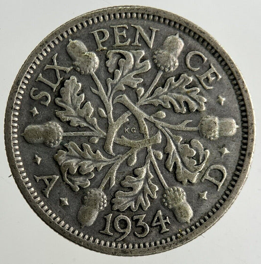 1934 George V Sixpence Silver Coin | Fine Collectable Grade