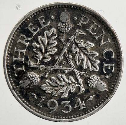 1934 George V Threepence Silver Coin | Very High Grade